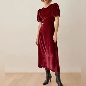 NWT Reformation Livia Dress in Red Velvet